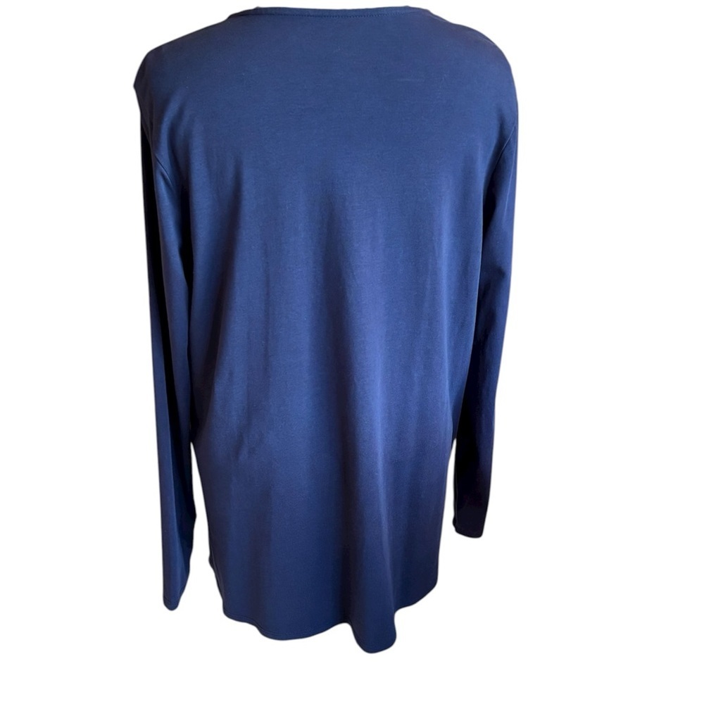 Pure Jill Women's Tee Long Sleeve Navy Shirttail Top Crewneck Oversized Size M - Picture 3 of 8